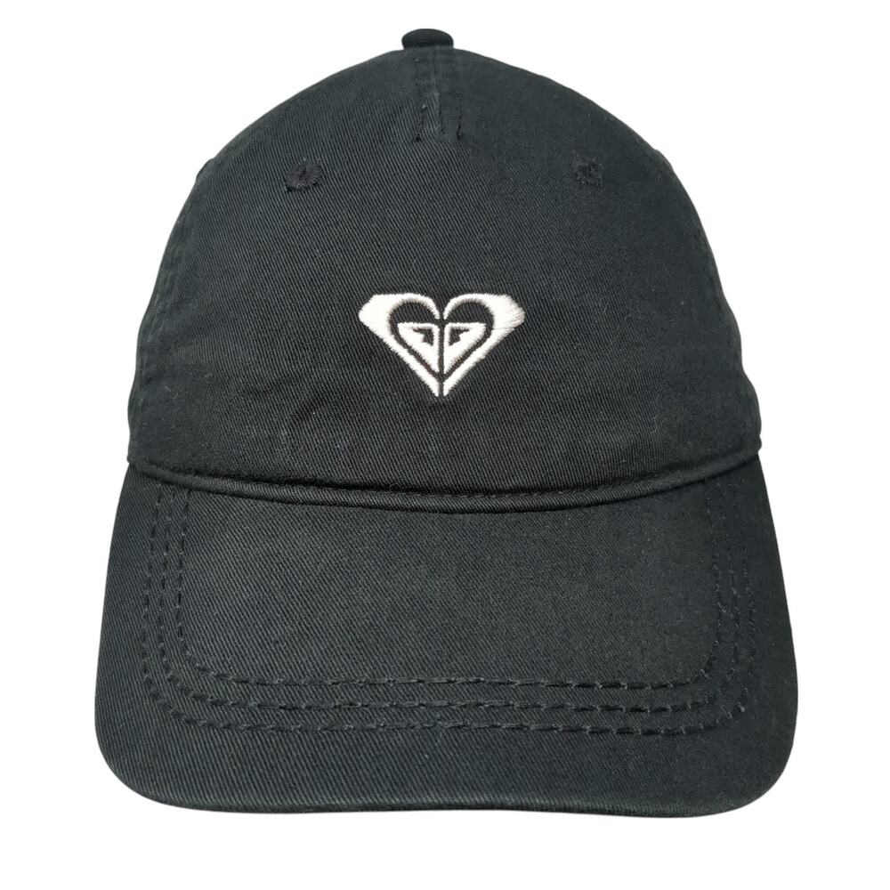 Roxy Strapback Hat Black One Size Adjustable Embroidered Logo 6 Panel